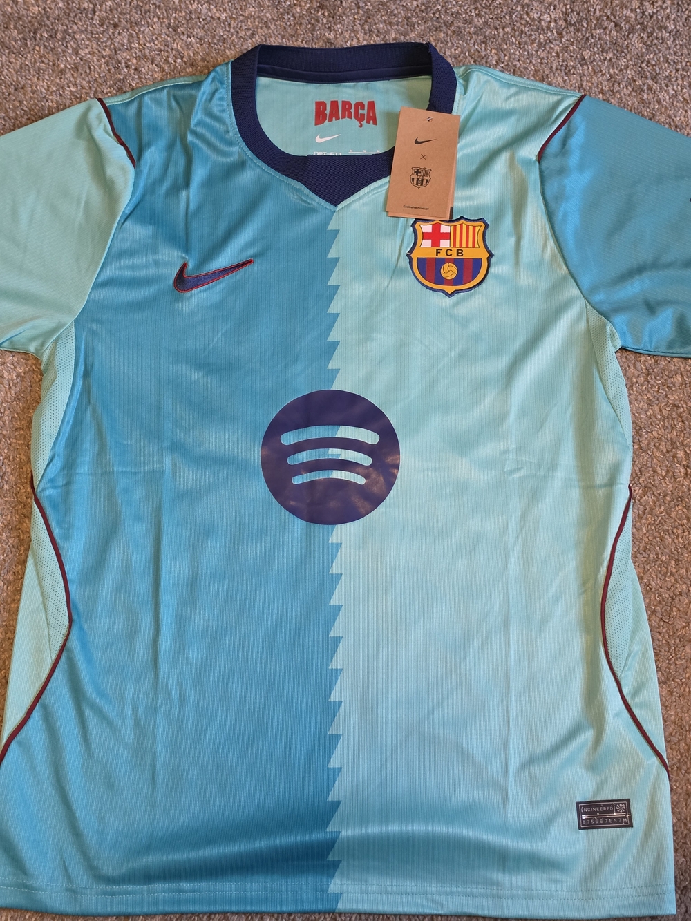 Nike Men's Barcelona Aqua Split-Teal Soccer Jersey